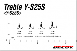 カツイチ：ルアー用トレブルフック『トレブル Y-S25S』が発売されます